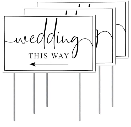 Nerjan Wedding Direction Arrow Signs 3-Pack - Double-Sided Printed...