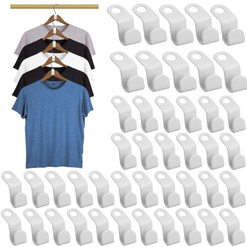 50 ganchos para colgar ropa, ganchos conectores, ganchos en cascada que ahorran espacio, organizador de armario (blanco)