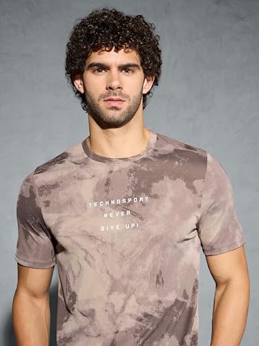 Image of TECHNOSPORT Men's Regular Fit Half Sleeve Crew Neck T-Shirt, TECHNOCOOL+ Quick Dry Moisture Wicking Stretchable Sports Gym and Casual Wear