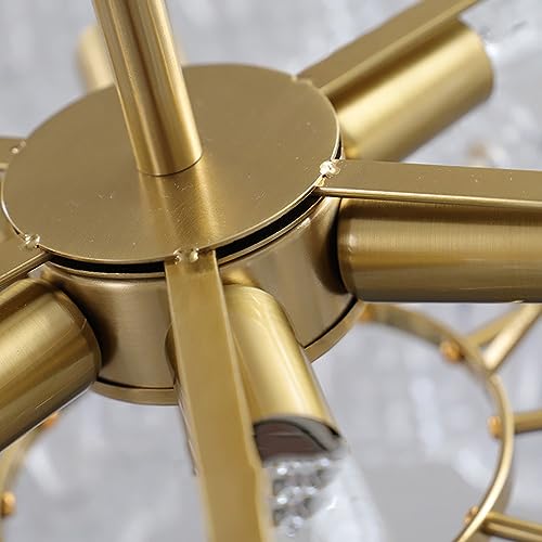 6 Light Vintage Crystal Flush Mount Chandelier Antique Gold Dining Room Ceiling Light Fixture Large Clear Glass Beaded Coastal Pendant Lighting for Farmhouse Living Room Girls Bedroom - Image 4