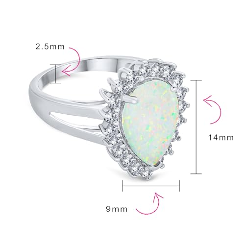 Personalized Big Halo Oval Pear Shape Teardrop Statement 10CT Created White Opal Engagement Ring Cathedral Setting Gemstone Ring For Women .925 Sterling Silver October Birthstone Customizable4
