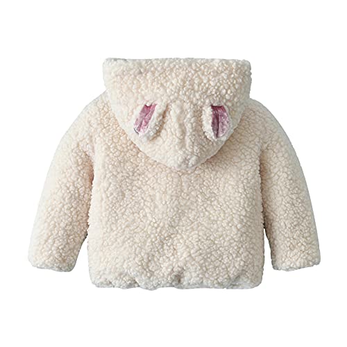 Fleece Sherpa Full Zip Coat for Baby Girls Hooded Ears Shape Solid Color Plush Jacket Toddler Girls Thick Warm Clothes3