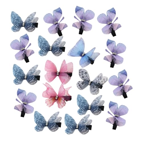 Lurrose 18個 混色双薄紗蝴蝶ヘアクリップ 軽量フェアリーアクセサリー レディース ガールズ用 華やかで繊細な装飾髪留め 通 ランダムカラー