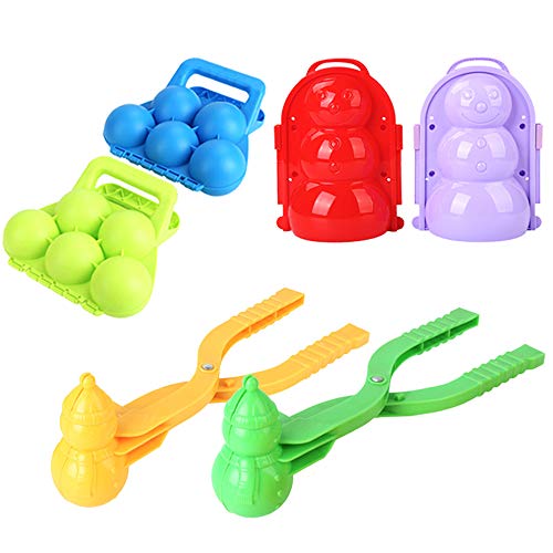Ayangg 5 Pack Snowball Maker ï¼ŒSnow Ball Toys Games,3 Creative Models, Durable and Recyclableï¼ŒFun High-Performance Multiple Colors Available Snowman Mould for Kids Winter Outdoor Toys