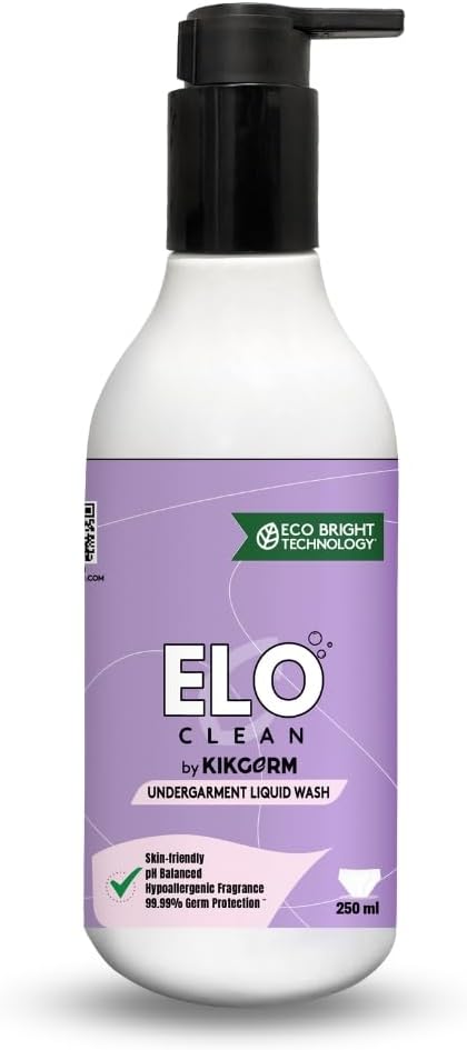 ELO Clean by KIKGERM Natural Undergarment Liquid Detergent | Plant-Based, Odour Control for Intimate Stains, pH Balanced, Hypoallergenic, Anti-Fungal | 250ml