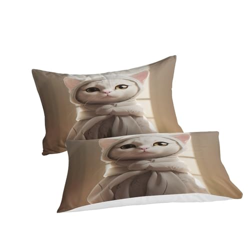 Parure de lit chat américain 3 pièces en microfibre supérieure avec taies zippées
