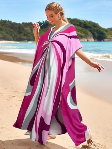 LOUSEA women's swimsuit cover up Batwing sleeve green beach long dress loose caftans for women bathing suit cover up dress2