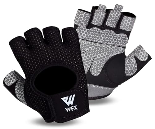 WESTWOOD FOX Fitness Handschuhe Atmungsaktive Trainingshandschuhe für Damen und Herren Gewichtheberhandschuhe Bodybuilding Gym Übung rutschfestes Crossfit Krafttraining (Black Short Strap, M)