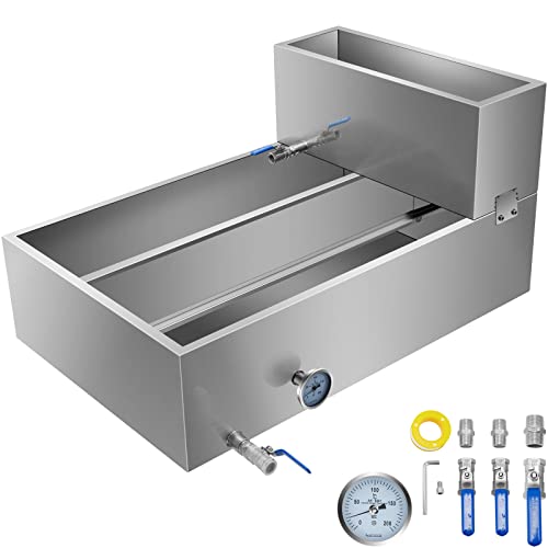 VBENLEM Maple Syrup Evaporator Pan 36x24x18.5 Inch Stainless Steel Maple Syrup Boiling Pan with Valve and Thermometer and Divided Pan and Feed Pan
