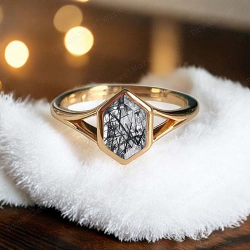 Nature Inspired Moss Agate Promise Ring 9kn Solid Rose Gold Hexagon Moss Agate Engagement Solitaire Ring Bridal Statement Handmade Jewelry Proposal Gift For Her2