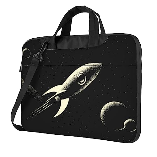 Sac à bandoulière pour ordinateur portable 14" noir imprimé au bureau et café