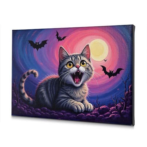 Tableau sur toile chat effrayant de haute qualité pour une décoration murale durable