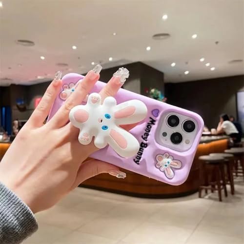 Image of COVERLY for iPhone 12 Pro 3D Money Bunny Rabbit Pop Case,Premium Silicone Case Cartoon Lavender Color with Phone Holder Cool Full Protective Cute Kawaii Aesthetic Cover for Apple iPhone 12 Pro