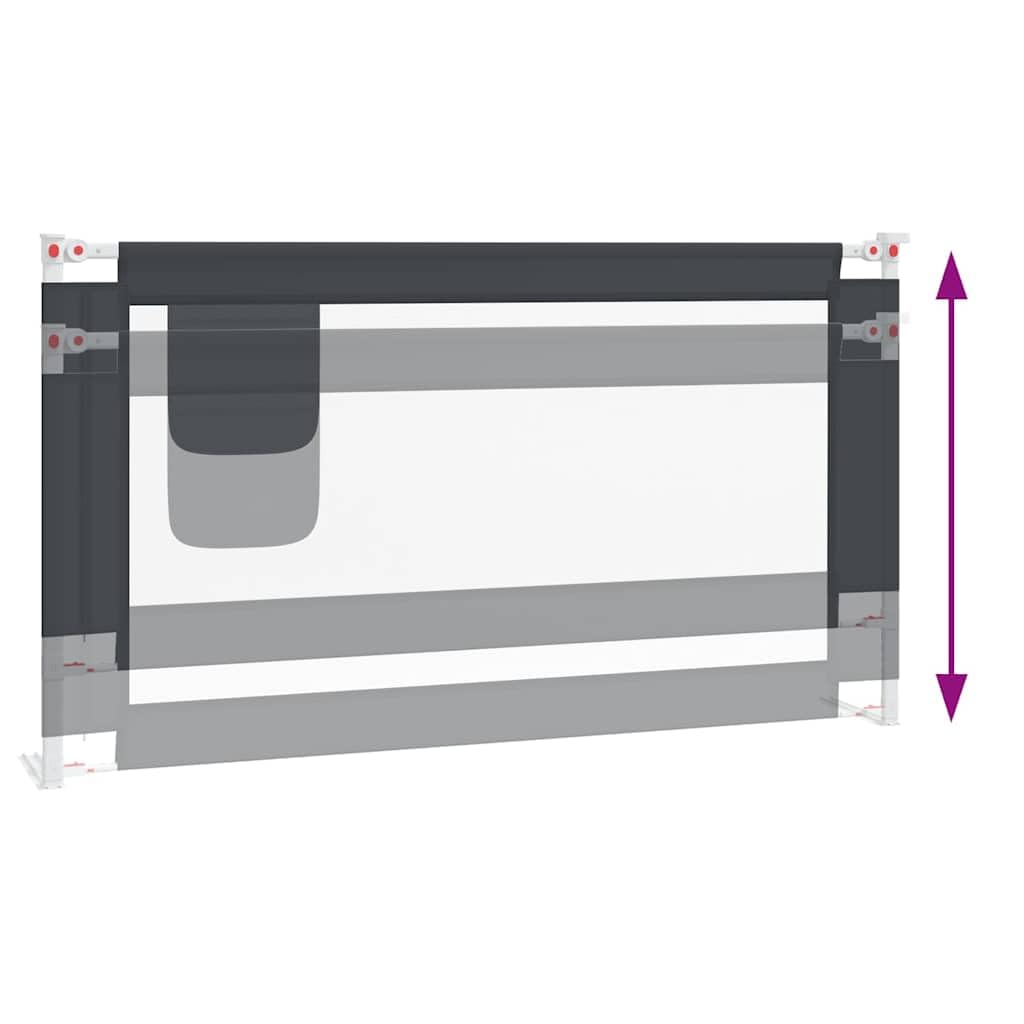 Kleinkind-Bettschutzgitter Dunkelgrau 150x25 cm Stoff höhenverstellbar, atmungsaktives Sicherheit Netz, klappbar, tragbar, geeignet für Familienbett, Kinderbett, Reisebett