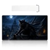 VOGDMKJG Card Game Playmat Rooftop Cat Guardian with Storage Bag,35x20 in