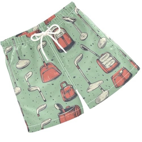 Pigsaly Boys' Swim Board Shorts Equipment Green Golf Boy's Swim Trunks Kids Swimwear 3T