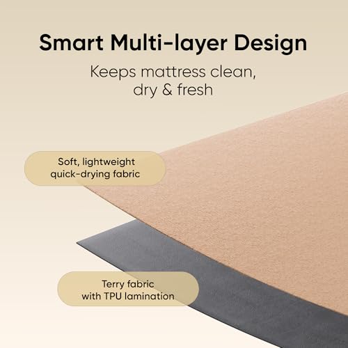 Image of Frido Waterproof Mattress Protector Queen Size with 100% Spill-Proof TPU Membrane, Breathable Anti-Allergen Terry Fabric, Machine Washable, Bed Protector Cover (Warm Beige, 72 Inches X 60 Inches)