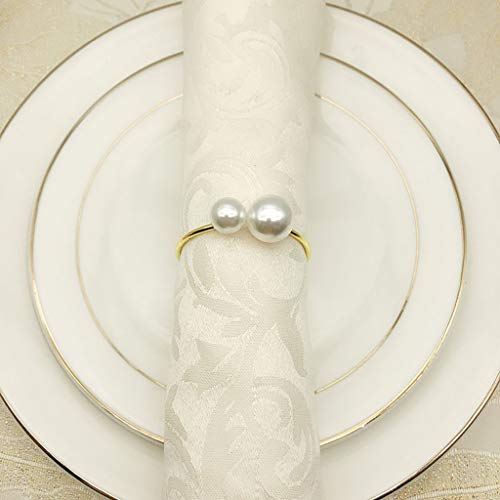 Anel de guardanapo, uvvy 12pcs mesa de jantar guardanapo de arame fivela de pérola toalha de fivela