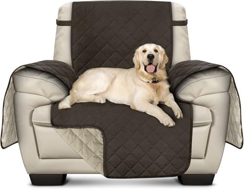 Utopia Bedding Resistente al Agua Funda de Sofa 1 Plaza, Reversible Protector para Sofás con Correas elásticas para Mascotas Cubre Sofa (Chocolate/Beige)