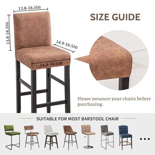 Image of FUANGUI Bar Stool Covers Set of 2, Stretch Bar Stool Seat Covers | Washable Removable Bar Chair Covers with Backs Slipcovers, Bar Chair Covers Square for Kitchen Dining Room Cafe