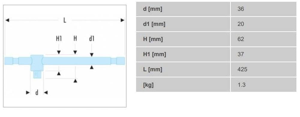 FACOM - Poignée Coulissante 3/4" - K.120B - Douille à Poignée en T - Longueur 425 mm - Frein de Maintien Tête pour Transformation en Clé en T ou L - Chromée Satinée - Robuste et Résistante