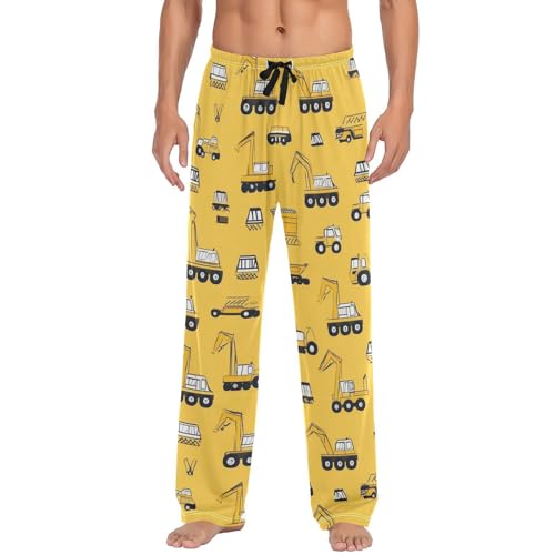 Cute Construction Machinery Truck Pajama Pants Excavator Car Men's Pajama Bottoms Lounge Sleepwear PJs Sleep Pants XL