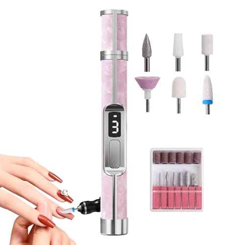 eléctrica de uñas – Equipado con una pantalla LED, ajuste de velocidades con doce cabezales de molienda para el hogar, spa, salón, viajes, camping, manicura y