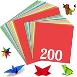 200 Blatt Origami Papier, Quadratisches Papier in 2 Größen (Origami Papier 20x20 cm und Origami Papier 15x15 cm), 10 Farben, Reißfestes Faltpapier für Familie Bastelprojekte