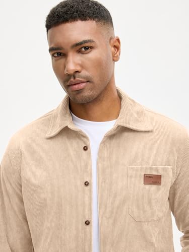Image of Comdecevis Men's Corduroy Shirt Long Sleeve Shacket