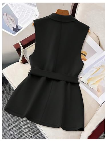 Floerns Women's Elegant Sleeveless Vest Blazer Button Lapel Collar Work Jacket Coat2