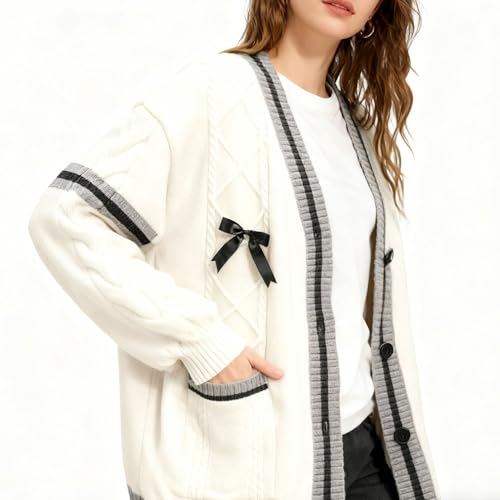 Image of Chevara Women's Cute Sweet Cardigan Sweater Kawaii School Uniform Button Long Sleeve V-Neck Knitted Outerwear