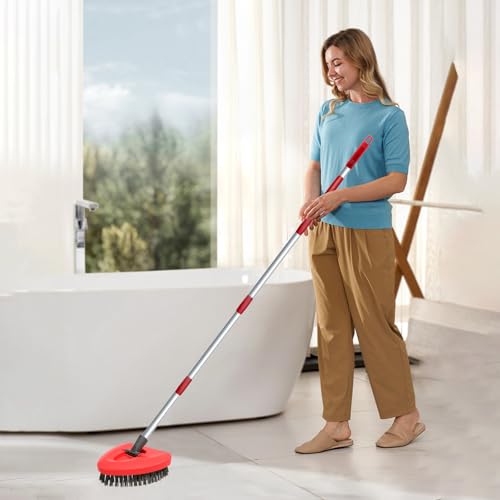 Image of Spin Mop Replace Scrub Brush Head Compatible with O Cedar EasyWring 1-Tank | Upgraded Dual-Texture Scrubber,Grey Soft for Foam & Black Stiff for Stain,20 Angled for Corners,Perfect for Kitchen,Bathroom