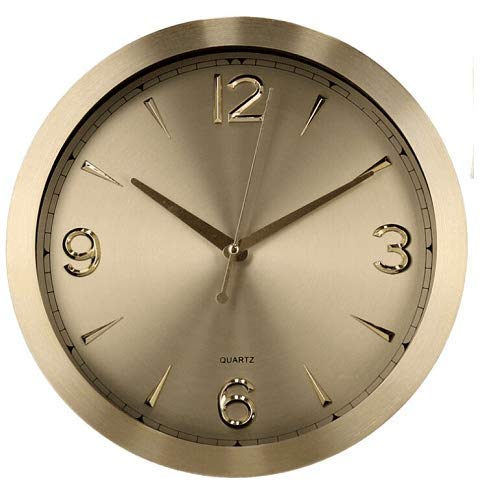 CABLEPELADO - Reloj de Pared - Mecanismo Cuarzo - Decorativo - Oficina - hogar - Cocina - medidor Tiempo - silencioso - 30 cm - Dorado