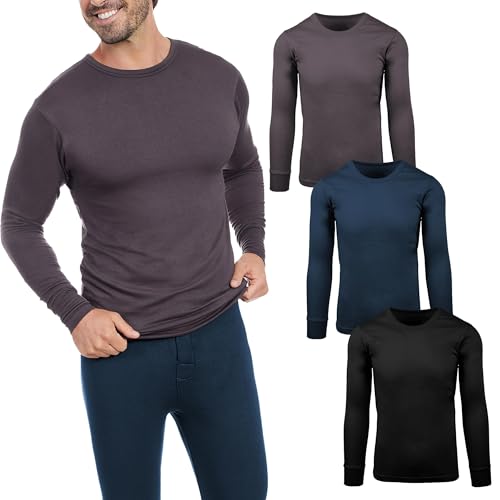 Mens Long Sleeve Thermal Shirts | Base Layer Shirts Cold Weather -Multi Pack