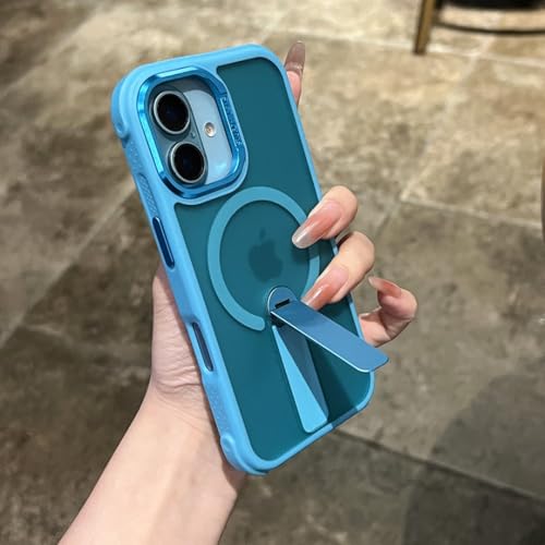 Coque iPhone 17 Pro Max antichoc TPU souple bleu support magnétique dos
