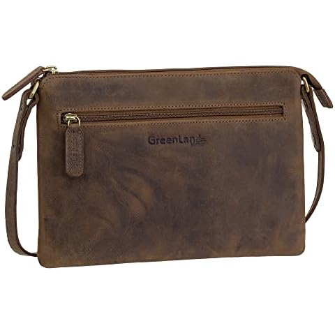 Greenland Nature RFID Leather Bank Bag Bank Folder Document Bag Shoulder Bag with High-Quality YKK Zips Brown Cover