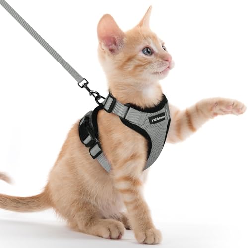 Image of rabbitgoo Cat Harness and Leash Set, Escape Proof Vest, Grey