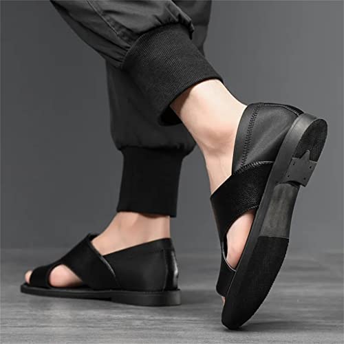 Dual-Purpose Beach Shoes Cow Leather Thick Soled Shoes Casual Comfortable Men's Sandals(42)4