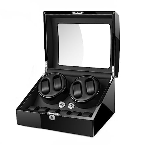 Enrolladores Automáticos De Relojes Para 4 Posiciones De Enrollado Y 6 Estuches De Almacenamiento Caja Expositora De Relojes Con Iluminación LED Incorporada Para Reloj De Pulsera De Hombre Y Mujer