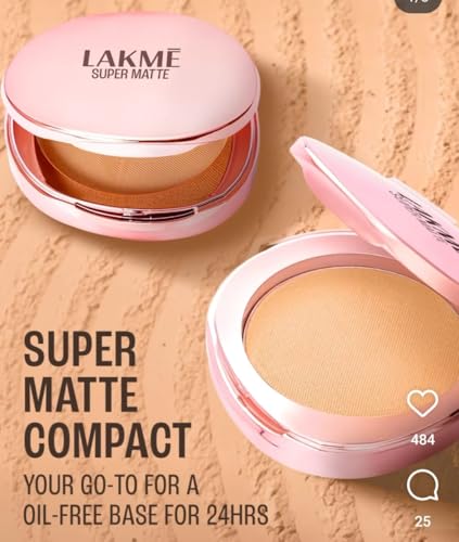 Image of LAKME 9TO5 SUPER MATTE COMPACT+ NIACINAMIDE (8G) ALMOND