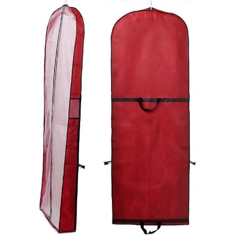 HIMRY 70 Inch Breathable Wedding Gown Dress Garment Clothes Cover Bag with Long Zip, for Wedding Dress, Ball Dress, Suits, Ccoat and Longer Clothes, With Two Pockets, KXB101 Darkred Cover