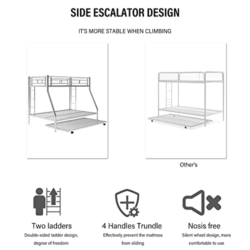 image for Merax Twin Over Full Bunk Bed with Trundle, 3 in 1 Triple Bunk Beds, S