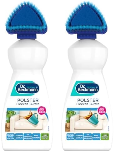 Dr. Beckmann Polster Flecken-Bürste, Flüssigkeit | Polsterreiniger gegen hartnäckige Flecken und Gerüche auf Sofas, Autositzen etc. | inkl. praktischem Bürstenapplikator | 400 ml (Packung mit 2)