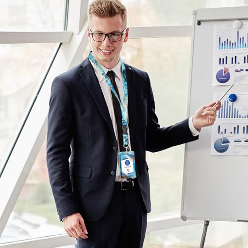 AiQInu Ausweishülle mit Band, Marmor-Muster Kartenhalter mit Schlüsselband, mit Einziehbaren Badge Reel Karabiner Clip & Abnehmbare Lanyard Strap, für Frauen, Lehrer, Krankenschwester, Doktor, Student