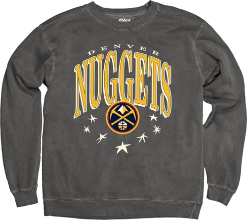 Blue 84 Denver Nuggets NBA Officially Licensed Crewneck Sweatshirt Ringspun Black Stars, Small