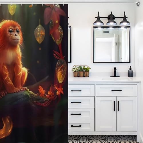 Rideau de douche singe imperméable pour baignoire, dimensions 168x183 cm