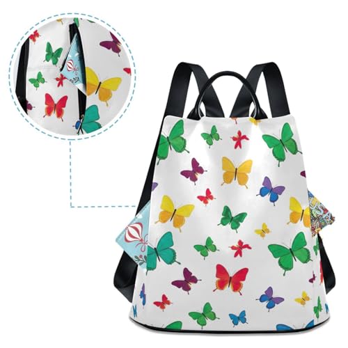Mochila con diseño de mariposas coloridas mujer antirrobo casual bolsa 4
