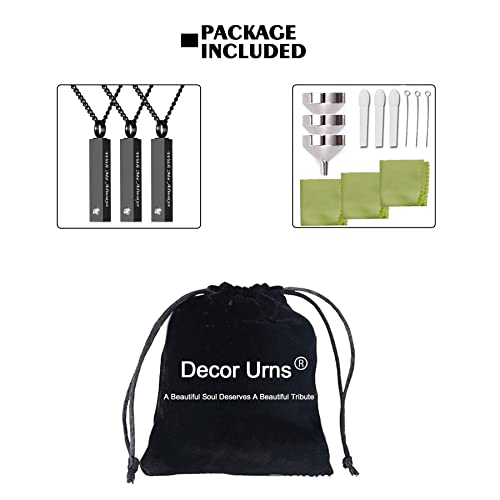 Decor Urns 3 Pack Black Crystal Urn Necklaces For Ashes For Women, Memorial Cremation Jewelry For Ashes For Men With Words: With Me Always. Birthstone Bar Ashes Locket Keepsake Cube Pendant With Cz #TOP6