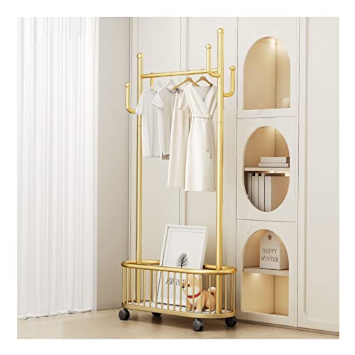 Chariot à vêtements mobile de qualité supérieure avec panier de rangement or - 2