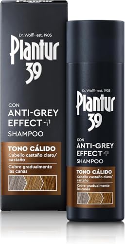 Plantur 39 Anti-Grey effect 5,6-DHI & Caffeine Shampoo Tono Cálido 1 x 200ml | Cabello gradualmente más oscuro y fuerte | Disimula las canas de forma controlada